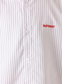 SUMWON 夏季超大号棒球纽扣衬衫短款上衣休闲运动街头短袖太阳标志印花都市时尚青年 - 白色 - 查看 4