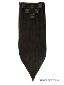 7PCS Straight Clip In Hair Extensions 100% Real Human Hair 14-24 Inch 115G Double Weft Invisible Clip Hair Extensions Remy Natural Human Hair For Women Girls Daily Use - S2 - View 2