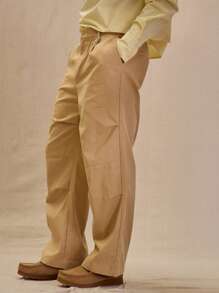 Musero Men Oversized Pocket Wide Leg Trousers With Belt Loops - Khaki - View 3
