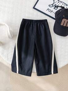 SHEIN Casual, Korean Style, Loose Fit, Drawstring Waist Long Pants For Baby Boys And Baby Girls, Suitable For Spring And Summer, Wearing At Home Or Outside