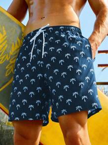 Manfinity VDAYZ Men's Plus Size Coconut Tree Printed Vacation Beach Shorts With Inner Lining Milk Silk Lining - Multicolor - View 3