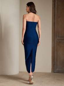 Anewsta 优雅朱砂红色紧身露背流苏长礼服，奢华晚礼服，夏季时尚派对礼服，毕业典礼，节日，婚礼宾客