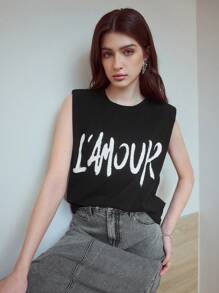 MOTF STUDIO LETTER GRAPHIC BOXY T-SHIRT