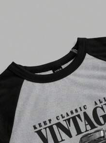 Teen Girls Casual Minimalist Puff Sleeve T-Shirt, Suitable For Summer - Grey - View 4