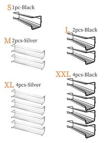 1 件/2 件/4 件黑色/银色金属调料架，无钻孔标记壁挂式或螺丝安装，节省空间的调料罐支架，用于橱柜门/墙壁储存香草和香料，坚固耐用，可容纳 6-8 个调料罐，承重高达 10 公斤，非常适合厨房、浴室、圣诞节、复活节 - 彩色 - 查看 8
