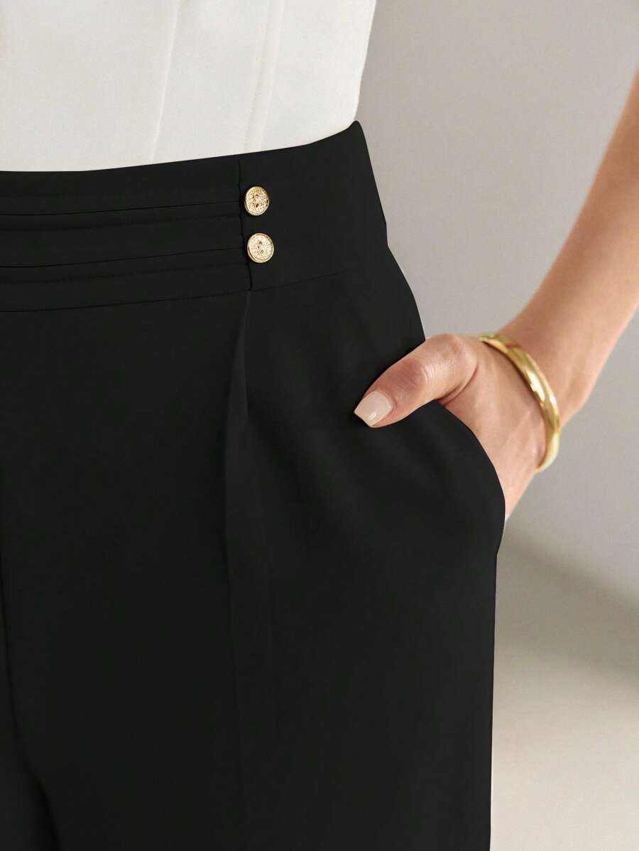 MOTF PREMIUM 剪裁合身的压褶西装裤 - 黑色 - 查看 2