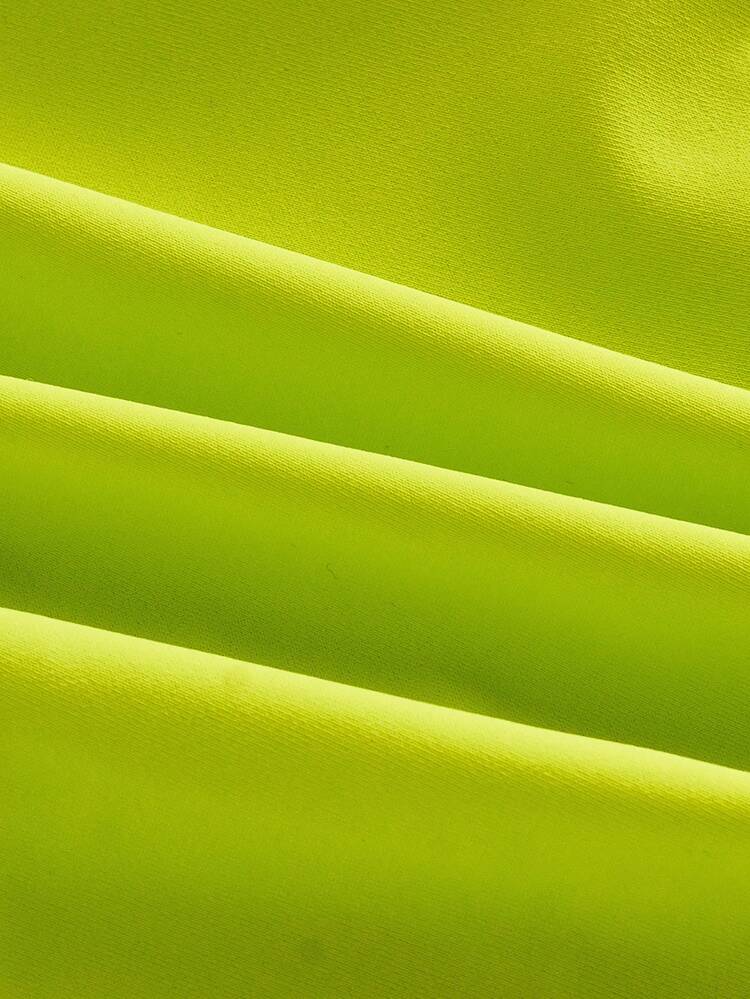 SHEIN Maija 1 Piece Women Neon Green Solid Color Cutout Waist Sexy Spaghetti Strap Swimsuit