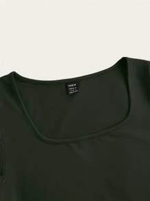 SHEIN EZwear 3 件套女士黑色、橄榄绿、白色短袖短款休闲修身 T 恤，适合夏季 - 彩色 - 查看 8