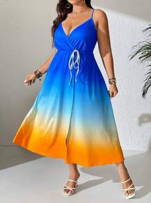 SHEIN Clasi Váy xẻ tà họa tiết hoa nhiệt đới nhiều màu sắc cỡ lớn - Nhiều màu - Xem 1