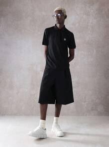 SUMWON Luxury Ribbed Essential Polo Shirt Designer Classic Textured Short Sleeve Athletic Modern Business Casual Smart Collared Top Autumn Spring Streetwear Summer - Black - View 6