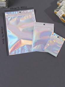 50/100 Túi Mylar Holographic - Bao bì giấy bạc chống mùi có khóa kéo có thể đóng lại để đựng đồ trang sức/kẹo/ốc vít - Túi nhựa tự dán Rainbow Laser - Nhiều màu - Xem 6