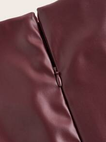 SHEIN Essnce Plus Size Women's Spring And Autumn Fashion Casual Elegant Sexy Wine Red PU Slim Sleeveless Dress,Curve Dress,Bodycon,Y2k Clothes,Birthday Outfits For Women,Western Clothes For Women,Valentine's Day - Burgundy - View 3