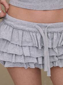 COUREZ Y2K 低腰棉质 Rara 迷你裙，带内衬，适合夏季短款穿着，复古风格