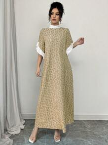 Seusyu 简约时尚的阿拉伯风格连衣裙，适合夏季 - 黃色 - 查看 5