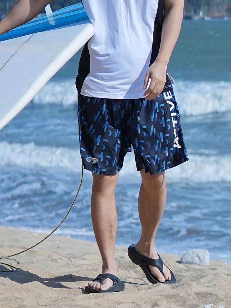 Men's Floral Print Beach Shorts, Casual Summer Vacation Style