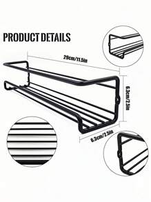 1 件/2 件/4 件黑色/银色金属调料架，无钻孔标记壁挂式或螺丝安装，节省空间的调料罐支架，用于橱柜门/墙壁储存香草和香料，坚固耐用，可容纳 6-8 个调料罐，承重高达 10 公斤，非常适合厨房、浴室、圣诞节、复活节 - 彩色 - 查看 10