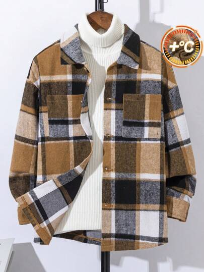 SHEIN Tween Boys' Casual Jacquard Fabric Lapel Long Sleeve Zip-Up Thick Knit Jacket, Suitable For School, Garden, Beach, Birthday In Spring, Summer, Fall And Winter