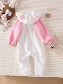 1 pieza Mono lindo rosa para bebés niñas, otoño e invierno - Blanco - Ver 2