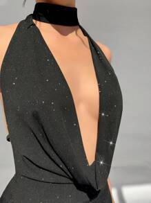 Aloruh Robe longue moulante noire sexy avec fines bretelles et dos nu pour festival de musique et fête