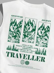 Manfinity Joysei 白色徽标印花男式夏季休闲口号健身背心 - 白色 - 查看 4