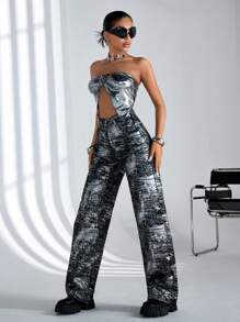 RueChic Jean denim negru WASH - Negru - Vizualizare 4