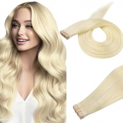 20PCS Straight Tape In Human Hair Extensions 100% Real Remy Human Hair 14-24inches Natural High Quality 50G/Pack For Salon Silky Seamless Invisible PU Tape In Hair Extensions Halloween Costumes