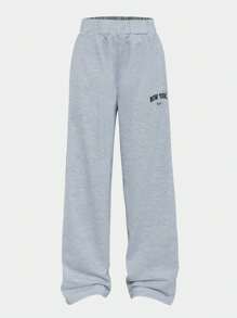 SHEIN Tween Boy Energetic Letter Print Pants, Suitable For Home Relaxation, Play, Outdoor Shopping, Walking, Skateboarding, Party, Music Festival, Hanging Out With Friends - Light Grey - View 3