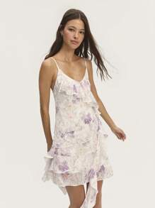 Nöista Pastel Floral Short Dress With Ruffle Details And Adjustable Straps. Romantic And Feminine, Perfect For Summer, Easter Vacations, And Graduations. - Multicolor - View 4