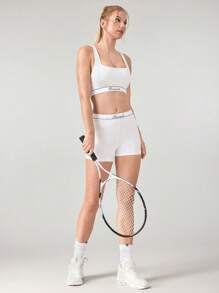 GLOWMODE Powersculpt™ Schweiß-absorbierende Sporthose mit Kontrast-Streifen, Kühleffekt, hoher Stretch, mit Seitentaschen, für High Impact Training, Laufen, Abnehmbaren Cups