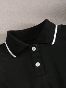 Abito elegante in stile college per ragazza adolescente, collo alla polo, senza maniche, vita alta, corto, con stampa farfalla, 2 in 1 - nero - Visualizzare 4