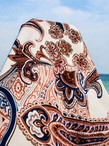 SHEIN 2pcs Maternity Plant Print Kimono Top And Shorts Set - Multicolor - View 7