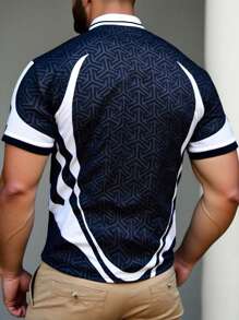 Manfinity Homme Camisa polo de manga corta de moda simple para hombres de talla grande en verano