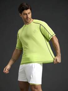 Manfinity Sport Corelite 男式圆领短袖休闲健身运动 T 恤 - 綠色 - 查看 6