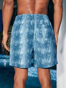 Manfinity VDAYZ Pantaloni scurți de plajă cu imprimeu Tie-Dye pentru bărbați, vacanță ocazională