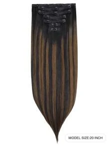 7PCS Straight Clip In Hair Extensions 100% Real Human Hair 14-24 Inch 115G Double Weft Invisiable Clip Hair Extensions Remy Natural Human Hair For Women Girls Daily Use
