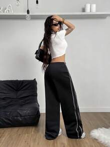 Coolane Pantalón de chándal con estampado de carreras de motocicleta de color negro para moteros - Negro - Ver 2