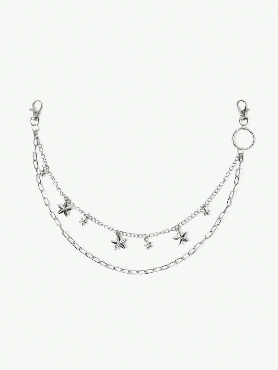 SHEIN ICON Silver Tone Star Shaped Pants Chain For Daily Wear - Silver - View 1