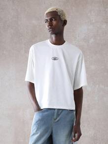 SUMWON 超大图案 T 恤街头风格都市风格背部印花徽标设计男女休闲夏季棉混纺 T 恤节日音乐会时尚青年文化宣言 - 白色 - 查看 2