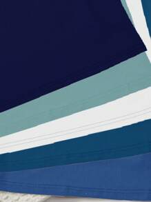 SHEIN 5 قطع / مجموعة ملابس داخلية صبي اللون الأحادي، قمصان أكمام الخصر مناسبة للصيف، بتصميم بسيط وأنيق