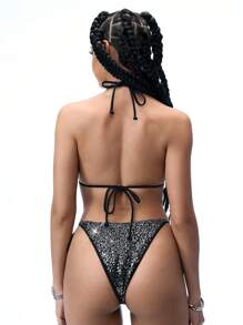 SHEIN Swim Event 夏季海滩亮片性感微三角比基尼套装