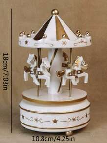 1pc Carousel Music Box, Wind Up Mechanism, Cake Design, Gift