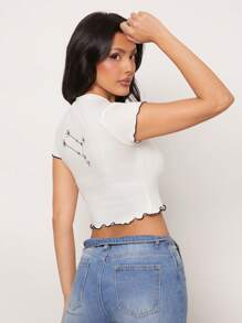 SHEIN Unity Top Spring Astrology Gemini Embroidered Stretch Baby T Shirt Summer Festivals Casual Every Day Comfortable Cotton Constellation Stars Gift Birthday - Beige - View 4