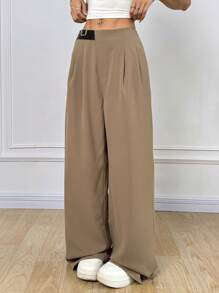 Comfortcana Women's Buckle Waist Pleated Wide Leg Casual Pants