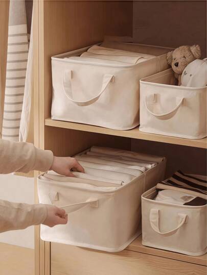 1 件简约可折叠衣物收纳盒，带手柄，侘寂风格，大容量收纳盒，可存放杂物、毯子、袜子、内衣、衣服，适用于床、橱柜等。家居装饰卧室装饰装饰、房间装饰