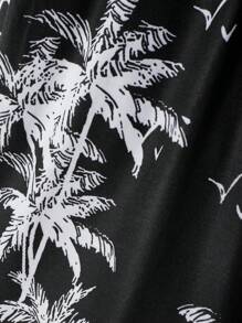 Genlund 男士椰树印花无袖背心短裤套装，夏威夷风情，夏季两件套沙滩度假装，舒适休闲装，假日装 - 彩色 - 查看 4