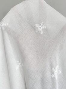 EMERY ROSE 女士度假蜡染刺绣 V 领休闲长裙 - 白色 - 查看 8