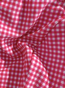 Swim Mod Women's Casual Vacation & Beach Plaid Print Swimwear Top For Summer