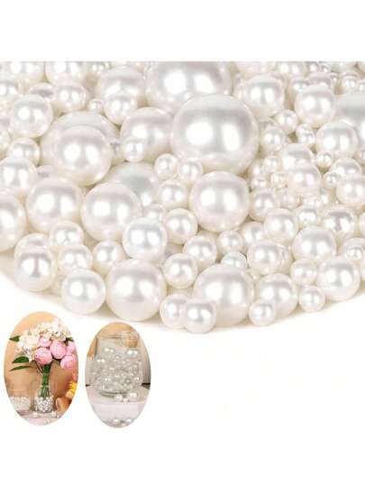 320pcs Pearls For Crafts No Holes, Vase Filler Faux Pearl Beads For Table Scatter, Wedding, Birthday Party, Home Decoration(8mm,10mm 14mm, 20mm)