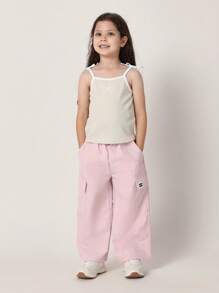 SUMWON Girls Ribbed Tank Top With Bow Shoulder Ties Summer Cami Sleeveless Basic Undershirt Casual Everyday Essential Wear