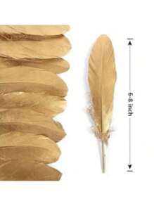 SHEIN 10 件 6-8 英寸手工金色羽毛天然鹅毛适用于 DIY 工艺品婚礼装饰角色扮演天使翅膀仙女工艺品 - 彩色 - 查看 2